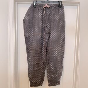 Victoria’s Secret crop joggers size XLarge- grey with ballet pink polka dots